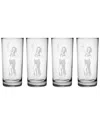 Susquehanna Glass Set Of 4 Hula Girl Hiball Glass