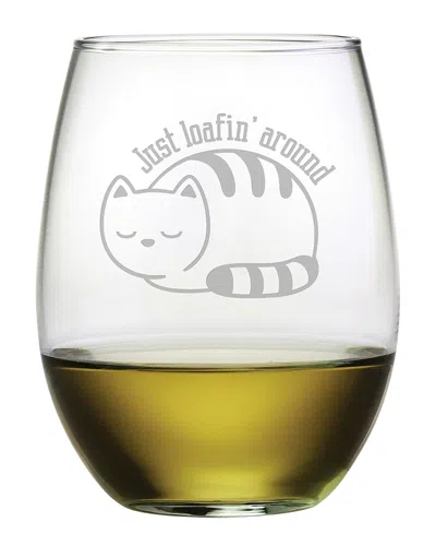 Susquehanna Glass Set Of 4 Just Loafin' Around Stemless Wine Tumblers