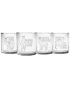Susquehanna Glass Set Of 4 Llama-rama Assortment Slim Rocks Glass
