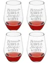 Susquehanna Glass Set Of 4 Mermaid Kisses Stemless Wine Glasses