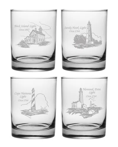 Susquehanna Glass Set Of 4 Mid Atlantic Lighthouse Collection Rocks Glasses