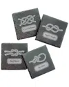 Susquehanna Glass Set Of 4 Nautical Knots Square Slate Coasters