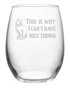 Susquehanna Glass Set Of 4 Nice Things Cat Stemless Wine Tumblers