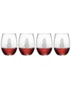 Susquehanna Glass Set Of 4 Pineapple Handcut Stemless Wine Glasses