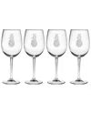 Susquehanna Glass Set Of 4 Pineapple Handcut Wine Glasses