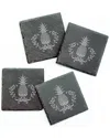 Susquehanna Glass Set Of 4 Pineapple Wreath Square Slate Coasters