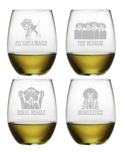 Susquehanna Glass Set Of 4 The Beagles Assortment Stemless Wine Tumblers