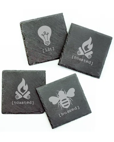 Susquehanna Glass Set Of 4 Tipsy Square Slate Coasters