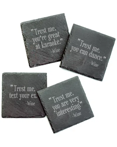 Susquehanna Glass Set Of 4 Trust Me Assortment Slate Coasters