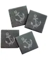Susquehanna Glass Set Of 4 Vintage Anchor Square Slate Coasters