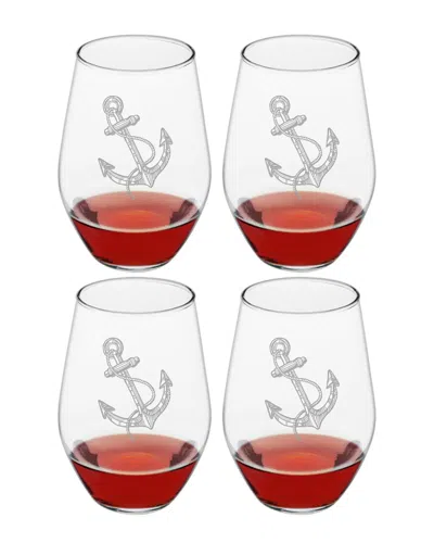 Susquehanna Glass Set Of 4 Vintage Anchor Stemless Wine Glasses