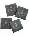 Susquehanna Glass Set Of 4 Vintage Bee Square Slate Coasters