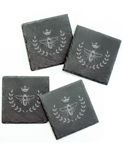 Susquehanna Glass Set Of 4 Vintage Bee Square Slate Coasters