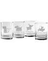 Susquehanna Glass Set Of 4 What The Woof Assortment Rocks Glasses