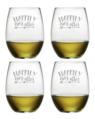 Susquehanna Glass Set Of Four 21oz Happily Ever After Stemless Glasses