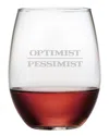 Susquehanna Glass Set Of Four 21oz Optimist/pestimist Stemless Glasses