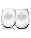 Susquehanna Glass Set Of Four 21oz Pumpkin Stemless Glasses