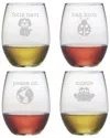 Susquehanna Glass Set Of Four 21oz Punny Christmas Stemless Glasses
