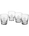 Susquehanna Glass Set Of Four Deco Diamond Monogram Tumblers
