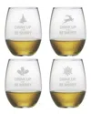 Susquehanna Glass Set Of Four Drink Up & Be Merry 21oz Stemless