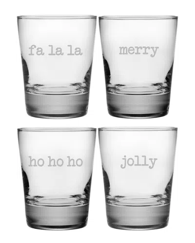 Susquehanna Glass Set Of Four Fa La La La Etc. 13.25oz Double Old Fashoined Glasses
