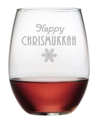 Susquehanna Glass Set Of Four Happy Chrismukkah Stemless Glasses 21oz