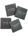 Susquehanna Glass Set Of Four Jewish Words Vol.2 Assortment Slate Coasters
