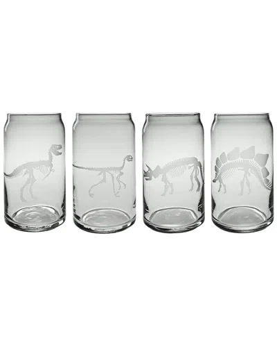Susquehanna Glass Set Of Four Jurassic Glass Beer Cans
