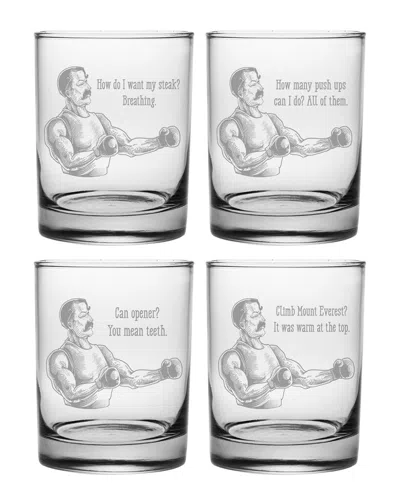 Susquehanna Glass Set Of Four Manly Man Rocks Glasses