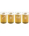 Susquehanna Glass Set Of Four Mr. Tipsy Glass Beer Cans