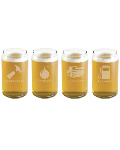Susquehanna Glass Set Of Four Mr. Tipsy Glass Beer Cans