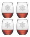 Susquehanna Glass Set Of Four Paper Snowflakes 21oz Stemless Glasses