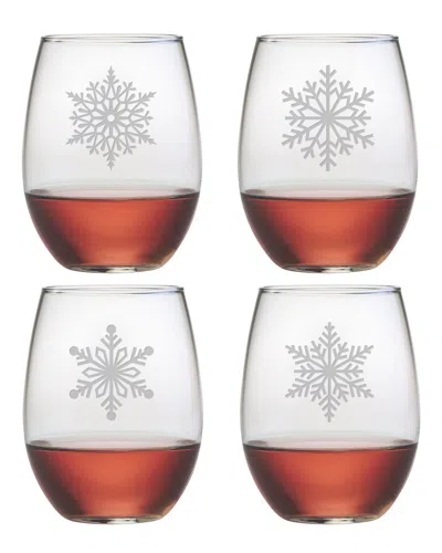 Susquehanna Glass Set Of Four Paper Snowflakes 21oz Stemless Glasses