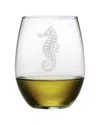 Susquehanna Glass Set Of Four Sea Horse 21oz Stemless Wine Glasses