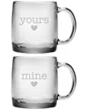 Susquehanna Glass Set Of Two 13oz Yours & Mine Coffee Mugs
