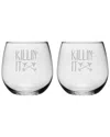 Susquehanna Glass Set Of Two 16.75oz Killin It Stemless Glasses
