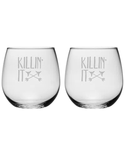 Susquehanna Glass Set Of Two 16.75oz Killin It Stemless Glasses