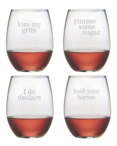 Susquehanna Glass Short N Sweet Set Of Four 21oz Stemless Wine Glasses