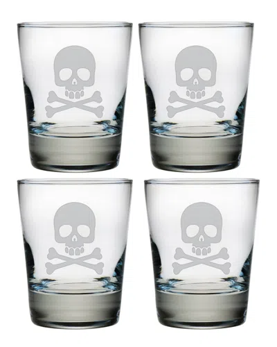 Susquehanna Glass Skull & Bones Set Of 4 Double Old-fashioned Glasses