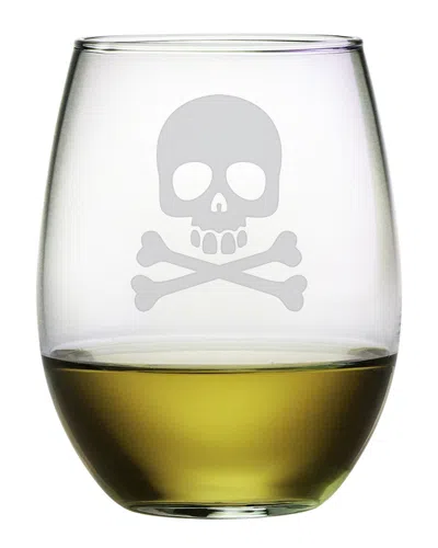Susquehanna Glass Skull & Crossbones Set Of Four 21oz Stemless Wine Glasses