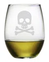 Susquehanna Glass Skull & Crossbones Set Of Four 21oz Stemless Wine Glasses