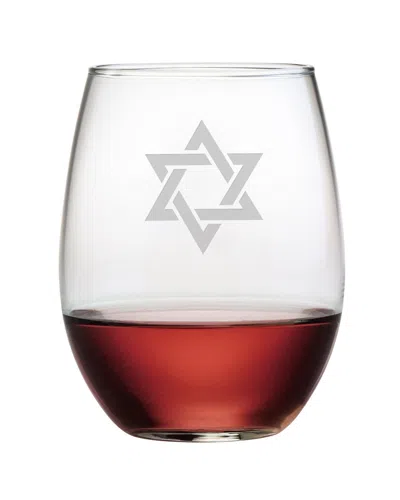 Susquehanna Glass Star Of David Set Of Four Stemless Glasses