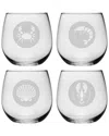 Susquehanna Glass Clambake Set Of Four 16.75oz Stemless Glasses