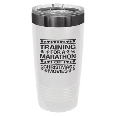 Susquehanna Glass Training For A Marathon Of Christmas Movies 20oz. Vacuum Insulated Stainless Steel Travel Tumbler In White