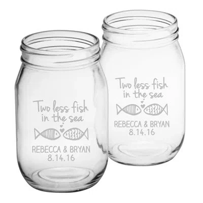 Susquehanna Glass Two Less Fish 16 Oz. Glass Mason Jar In Clear