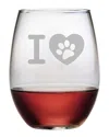 Susquehanna I Heart My Dog Set Of Four 21oz Stemless Wine Glasses