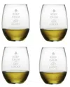 Susquehanna Keep Calm & Get Lucky Set Of 4 21oz Stemless Glasses