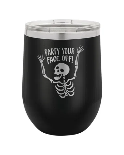 Susquehanna Party Your Face Off. Black Insulated Stemless Tumbler With Lid