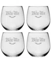 Susquehanna Set Of 4 Bite Me Stemless Wine Glasses