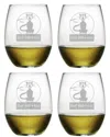 Susquehanna Set Of 4 Black Cat Howl-o-ween Stemless Wine Glasses